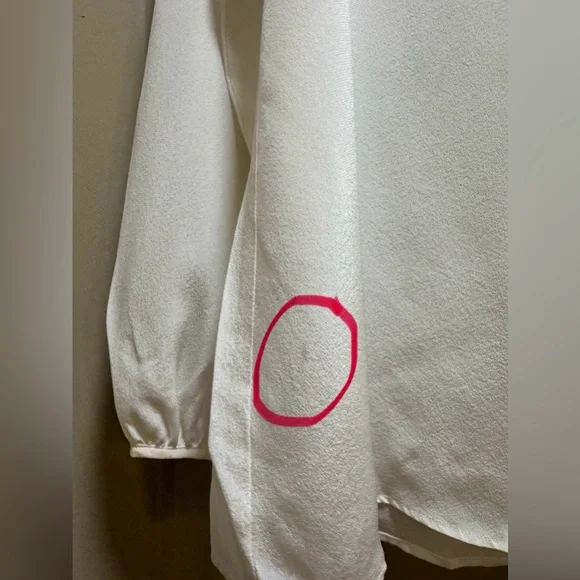 ACROBAT Ivory White Silk Lace Up Blouse L - Picture 12 of 12